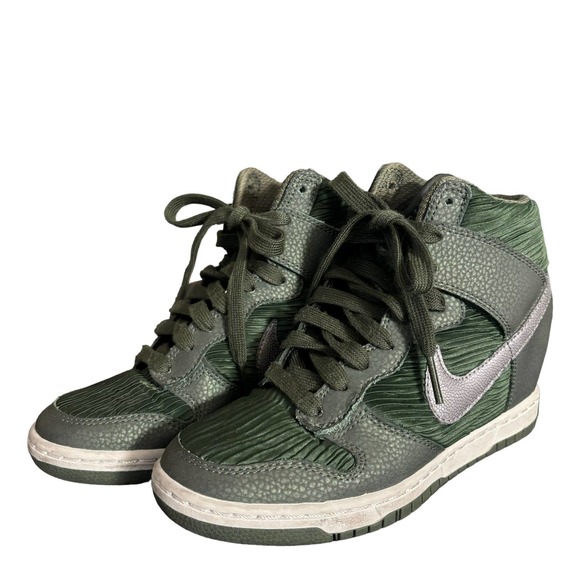 Nike Dunk Sky Hi Wedge Sneakers Green 5.5 - Picture 2 of 8